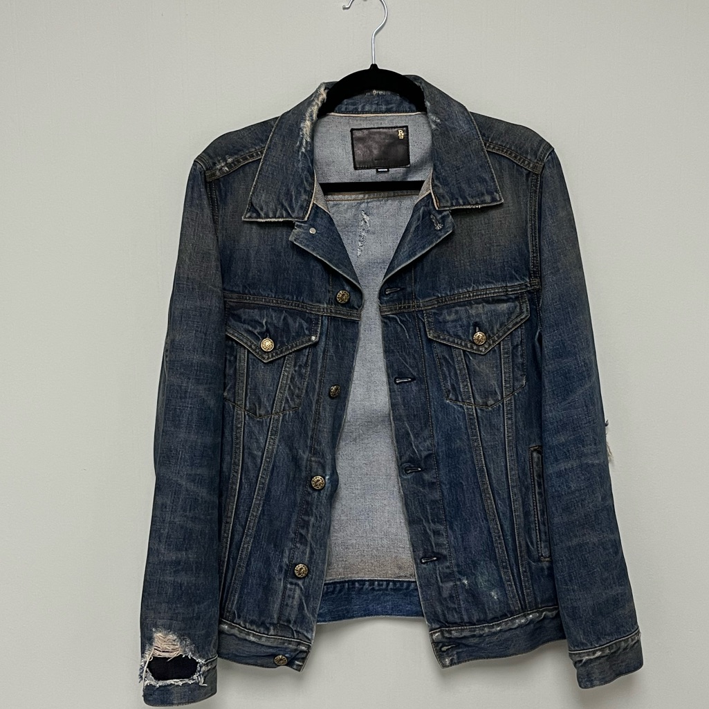 R13 Indigo Denim Trucker Jacket Size Medium Brand New